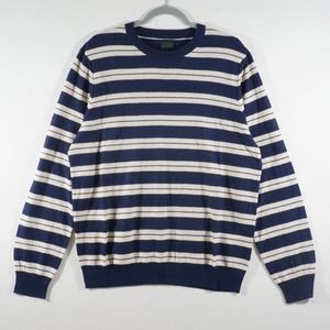 New 14th & Union Men's Cashmere Blend Sweater Size XL Striped Blue White